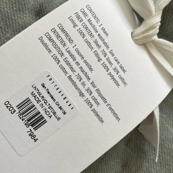 Pottery Barn Standard Willow Sham/Cotton Linen Reversible, NWOT - Picture 2 of 8